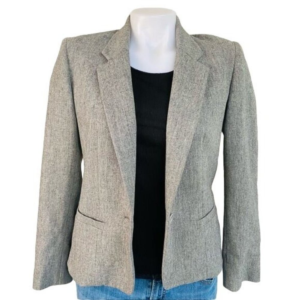 Vintage JH Collectibles Grey Blazer Single Button Gray Business Coat Size S - Picture 3 of 12